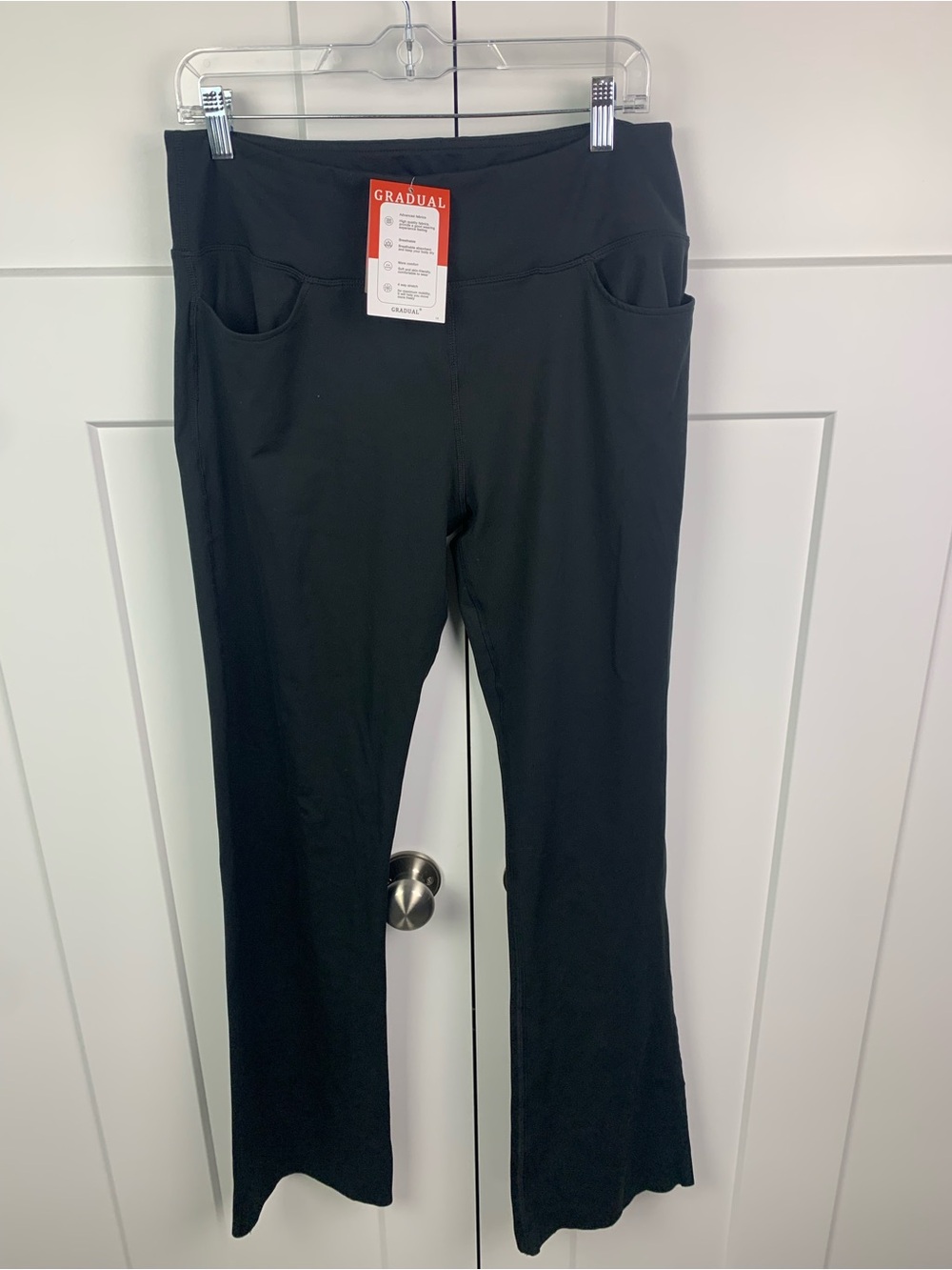 NWT Gradual Women’s Black Yoga Pants Bootcut Pockets XL Long Tall 33 Inseam